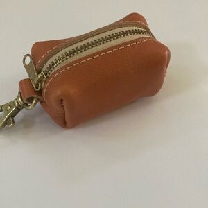 Portland leather goods PLG orange mini dopp keychain